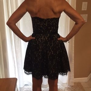 Black lace strapless dress